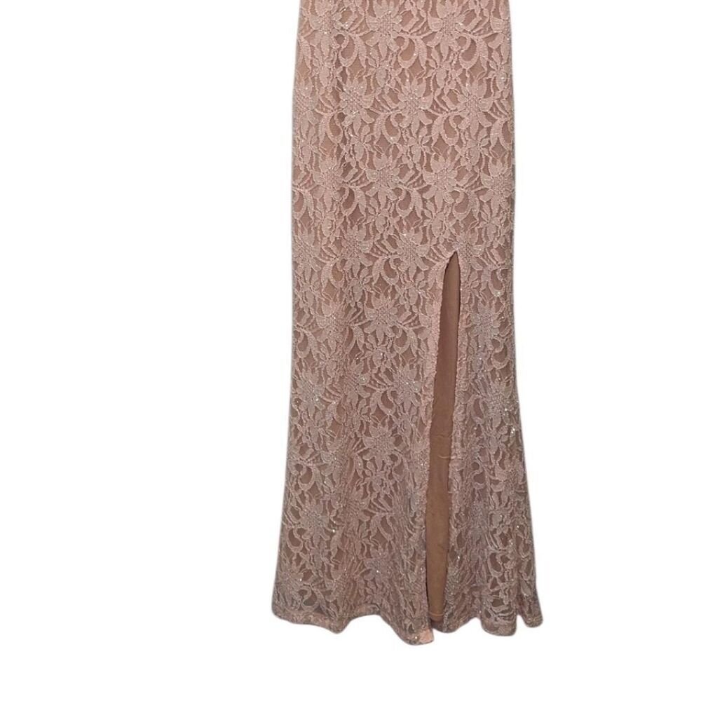 City Triangles All Over Lace Prom Dress with Side Slit Skirt - Picture 4 of 8